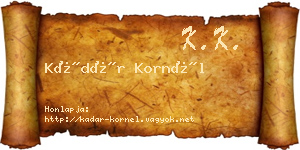 Kádár Kornél névjegykártya