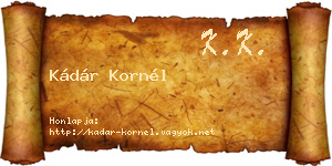 Kádár Kornél névjegykártya